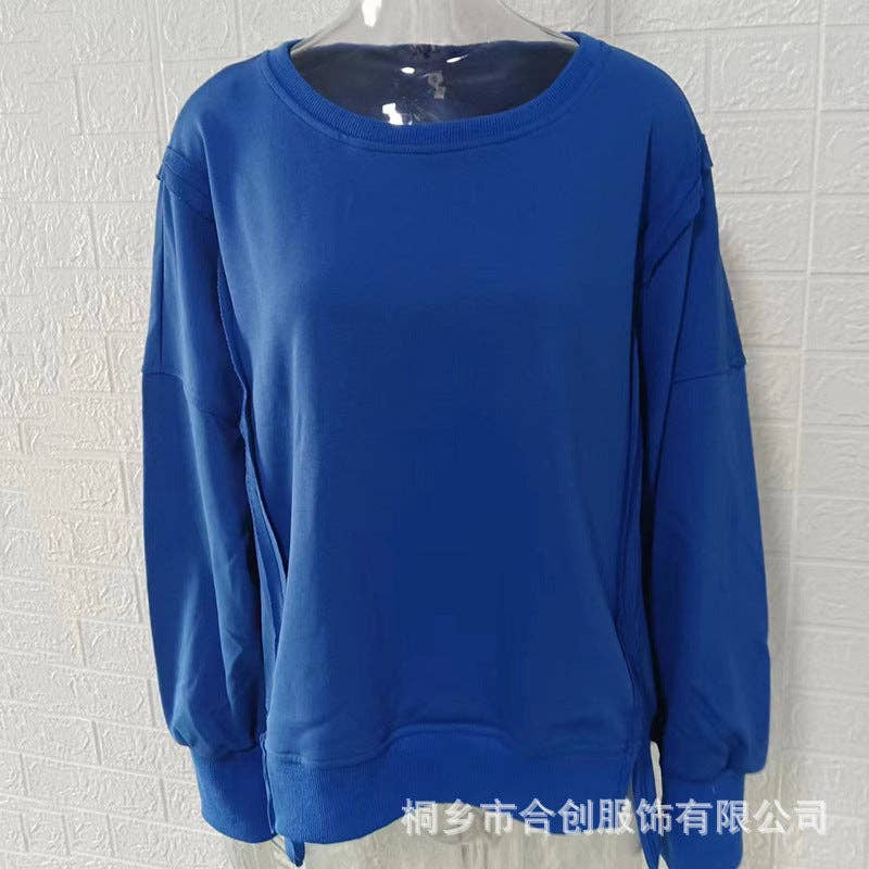 safistyle - Wholesale Sweatshirt - Women's - Loose Knit Sweatshirt with Drop Shoulder Sleeves8