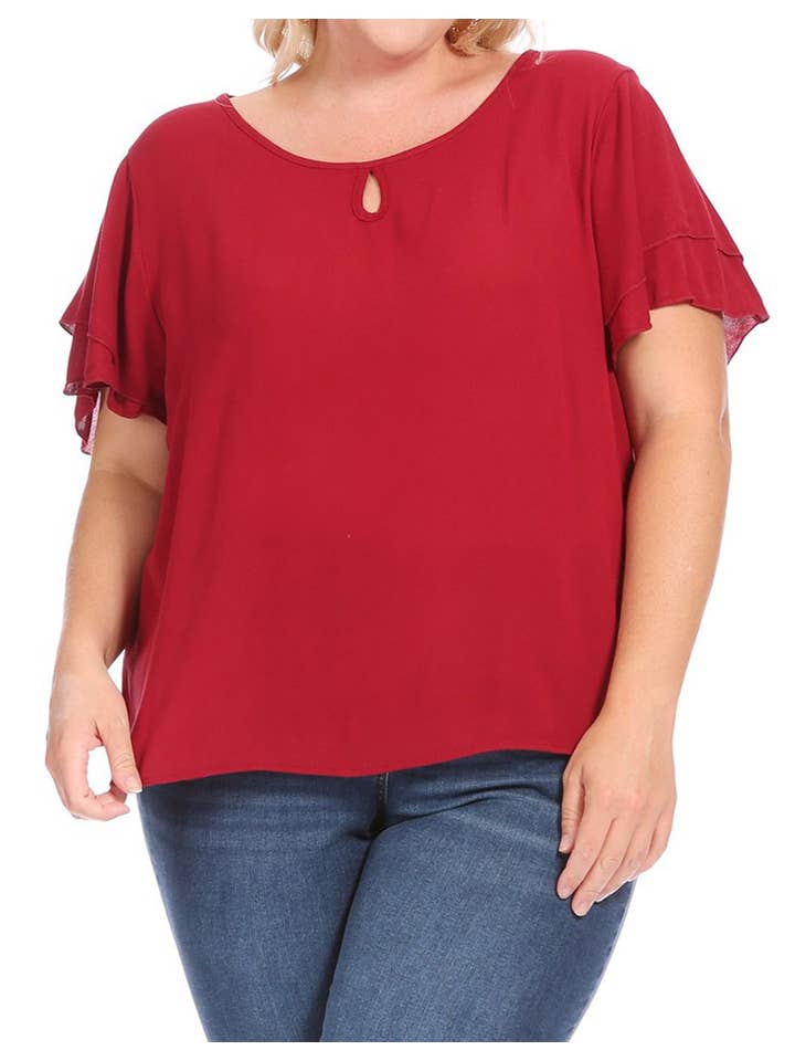 MOA COLLECTION - Wholesale Blouse - Women's - Women's Plus Size Short Sleeve Round Neck Blouse Top4