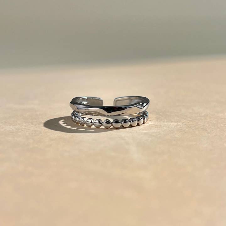 COSMOS - Wholesale Band/Stacked Ring - Adjustable double row stainless steel ring1