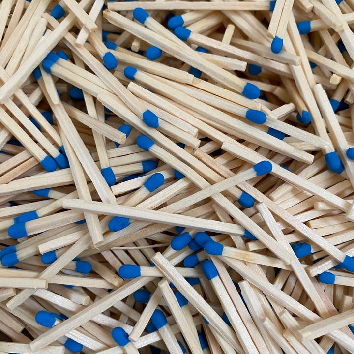 Candle Cabana - Wholesale Matches - Sky Blue Color Tip Matches Glass Corked Vial 25 CT - Striker2