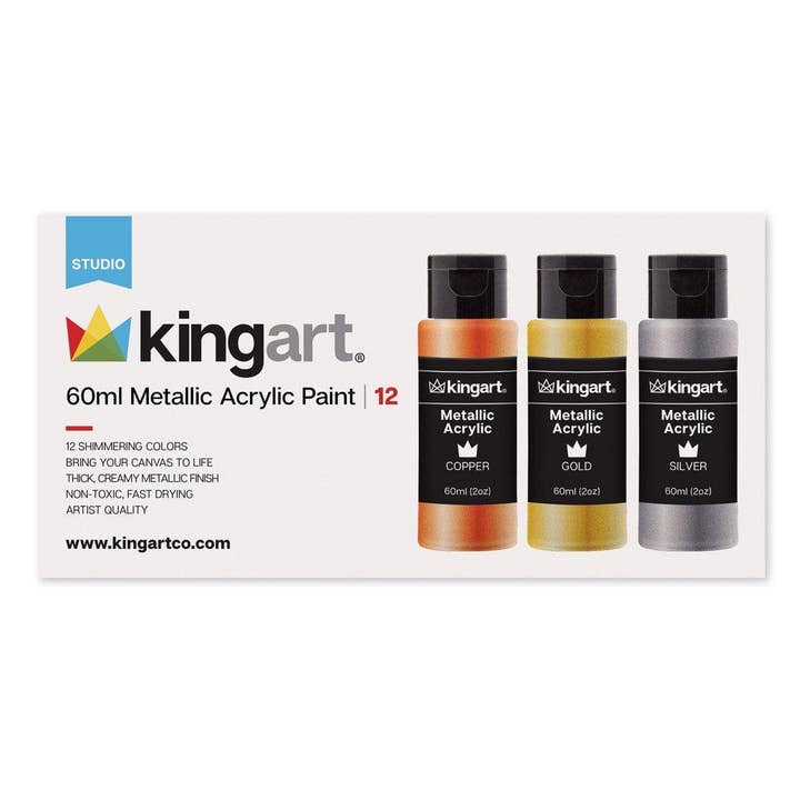 KINGART - Wholesale Acrylic Paint - Acrylic Paint - 12 Metallic Colors 60ml4