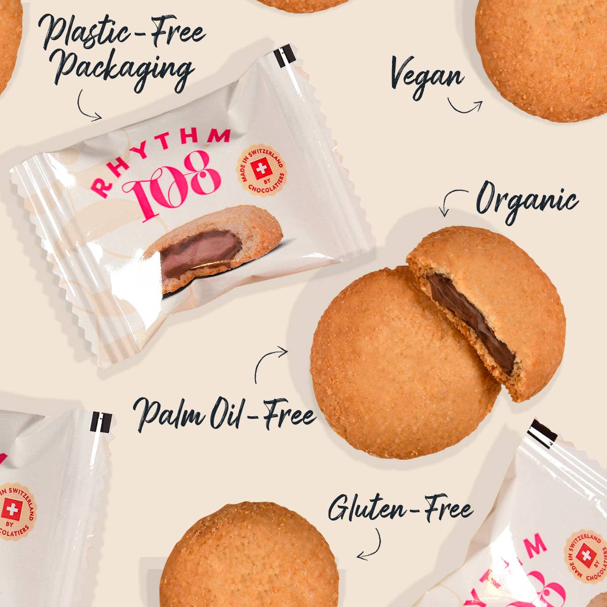 Rhythm108 - Wholesale Cookie - Hazelnut Chocolate Praline Biscuit Single Wrap 15g2