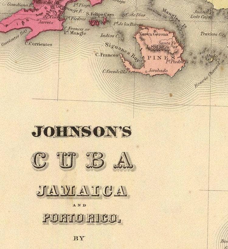 OldCityPrints - Old Maps and Posters - Vente Affiche d'art - Ancienne carte des îles des Antilles 1860 Cuba Jamaïque Porto Rico | Impression d'art mural vintage1