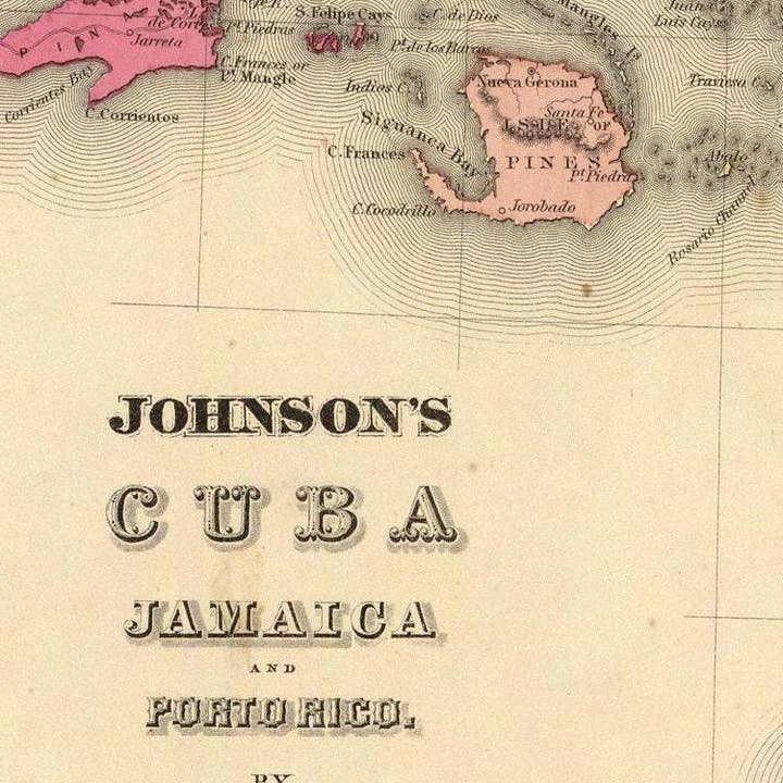 OldCityPrints - Old Maps and Posters - Vente Affiche d'art - Ancienne carte des îles des Antilles 1860 Cuba Jamaïque Porto Rico | Impression d'art mural vintage1