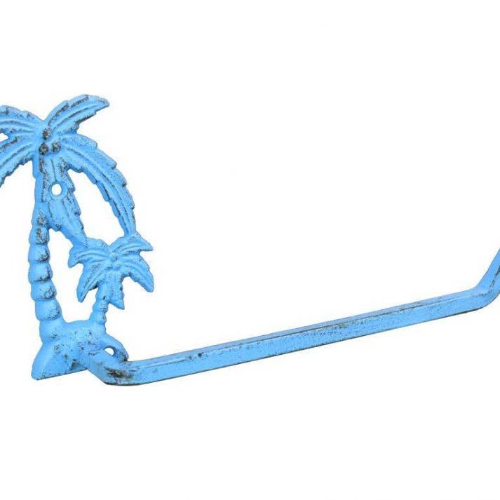 Hampton Nautical - Vente Porte-rouleaux de papier toilette - Porte-papier hygiénique en fonte bleu clair rustique 10"2