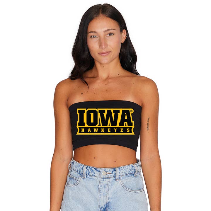 Iowa Hawkeyes Svart Bandeau-topp för wholesale av Lojo Collegiate Apparel