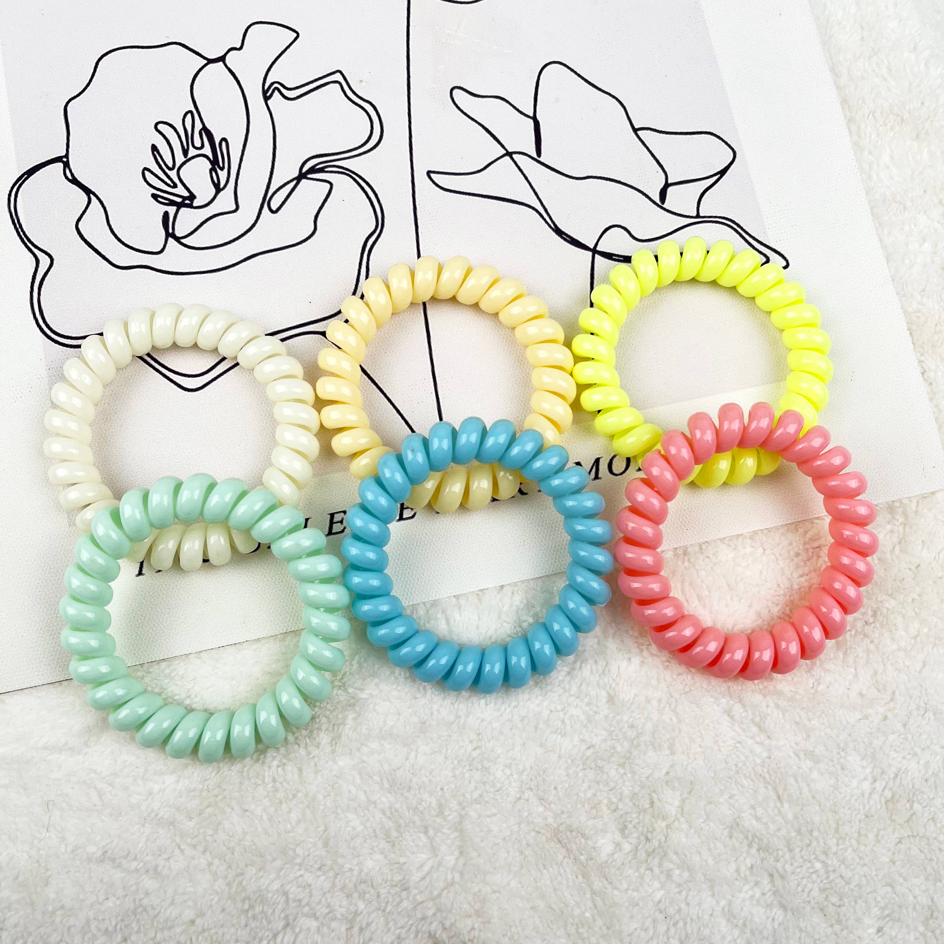 SoapElenGlen – wholesale Hair tie – 6PCS Candy Color Phone Wire Hair Tie Set0