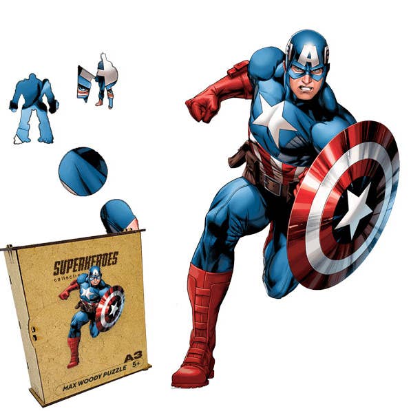 Wood Jigsaw Puzzle Captain America L Size for wholesale by Max Woody™
