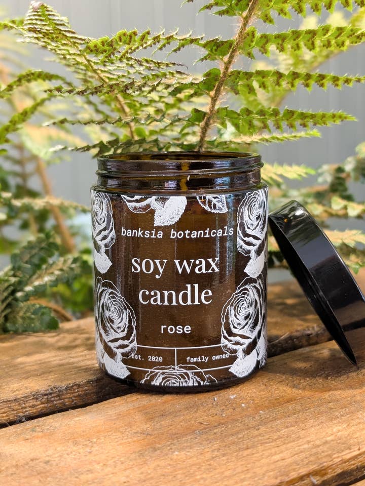 Rose Scented Candle - 100% Vegan Soy Wax for wholesale by Banksia Botanicals