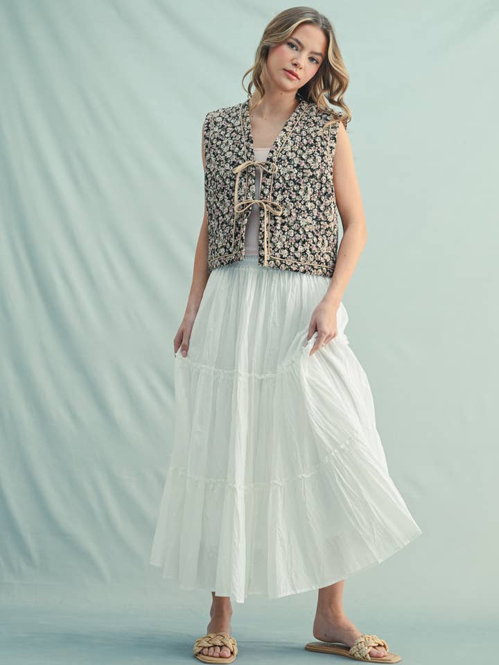 Wishlist Apparel - Wholesale Outerwear Vest - Women's - FLORAL QUILTED VEST / WL25-104005