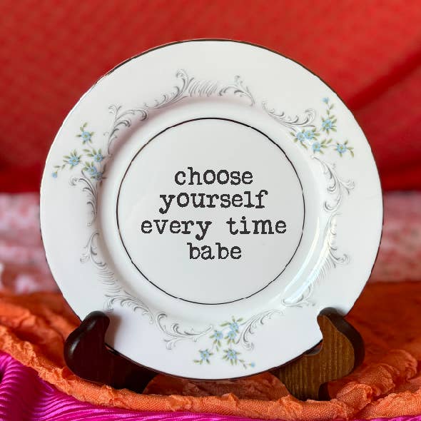 pretty little creeps - Wholesale Decorative plate/dish/bowl - Upcycled Funny Plates, Choose Yourself Every Time, Gift Shop