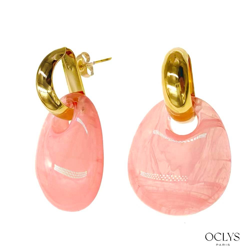 Oclys - Wholesale Dangle Earrings - Resin earrings with gold stainless steel Paola14