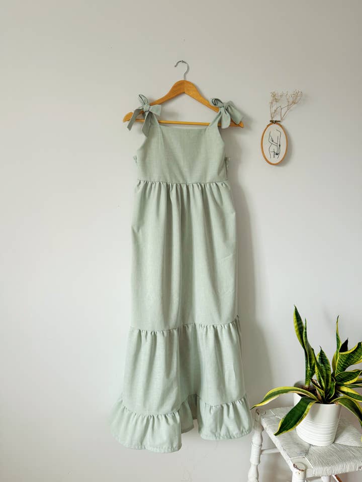 Rubis Pastel - Wholesale Dress - Women's - Sage green Sofia dress (cotton & linen)