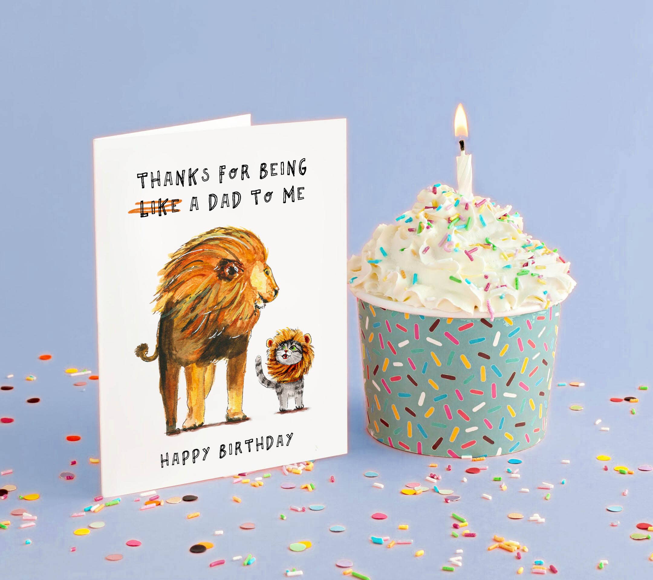 Liyana Studio – wholesale Farsdagskort – Lion Cat Stepdad - Roligt farsdagskort3