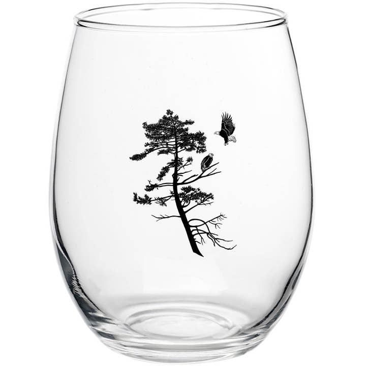 Coastal Eagles 15oz Stemless Wine Glass for wholesale by Salty Raven Glassware