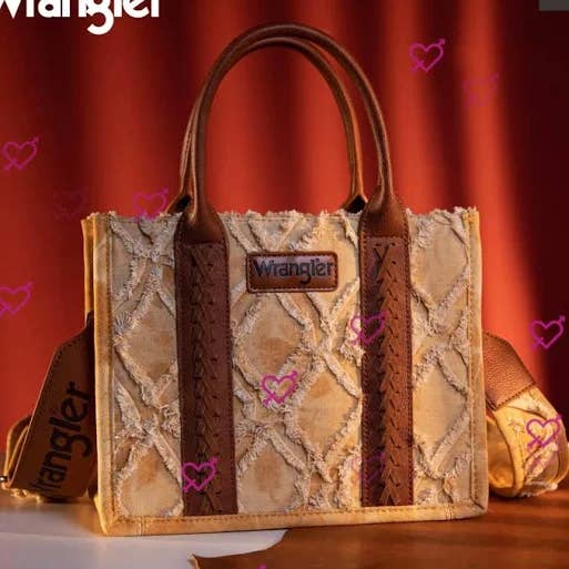 South End Clothing and Apparel L.L.C - Wholesale Tote bag – Women's - Wrangler Denim Frayed Fringe Crossbody Canvas Tote5