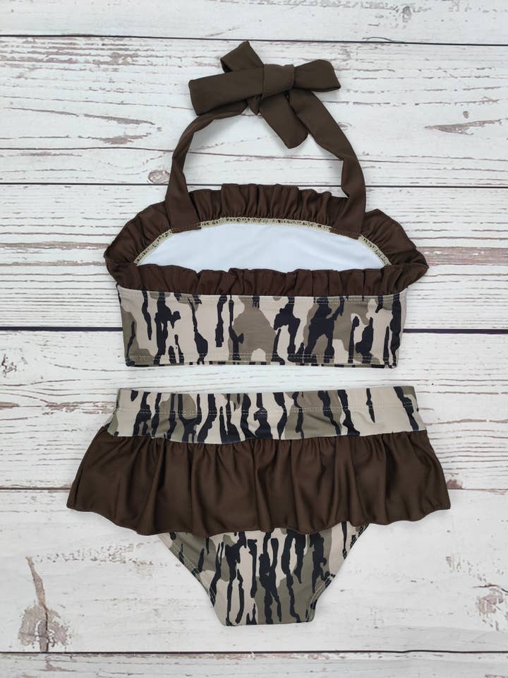 sassy kids palace - Wholesale Two Piece Swimsuit - Kids - Camouflage Printed Two Piece Ruffle Swimwear