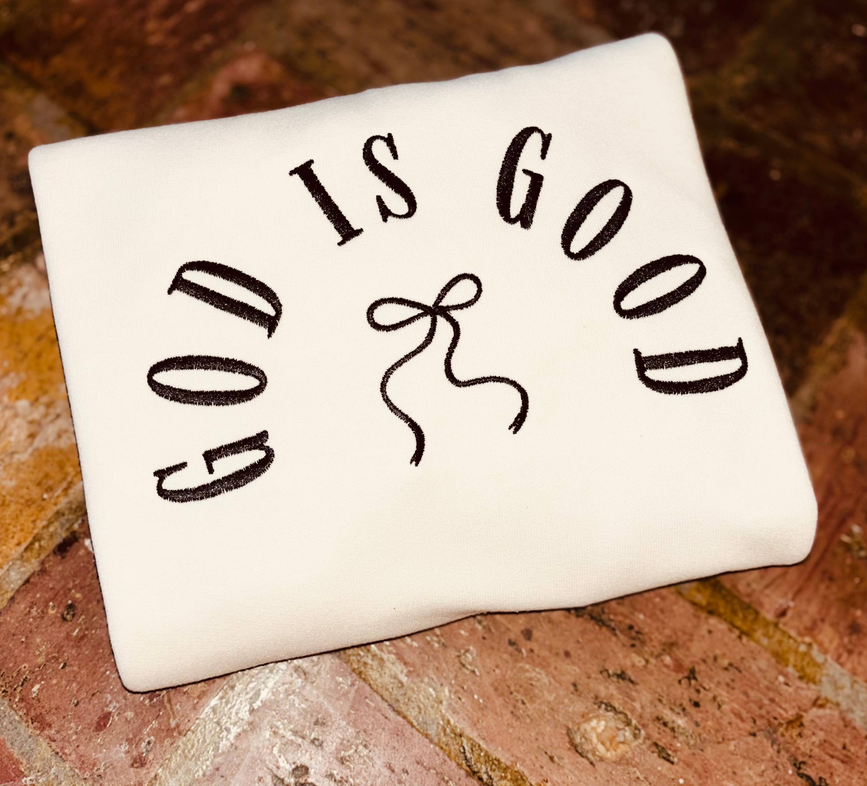 Posh Magnolia Boutique - Wholesale Graphic Sweatshirt - Women's - God Is Good Embroidered Sweatshirt Religious Sweatshirt2