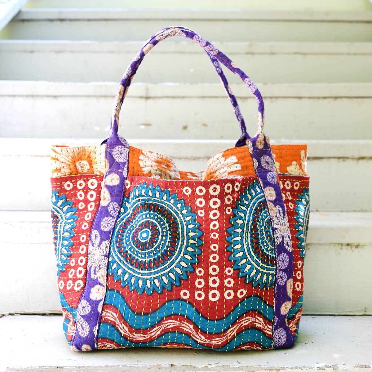 WorldFinds - Wholesale Tote Bag - Women's - Kantha Carryall Bag5
