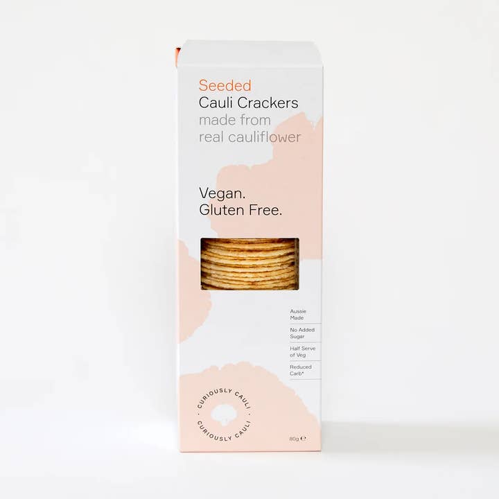 Seeded Cauli Crackers for wholesale by curiously cauli.
