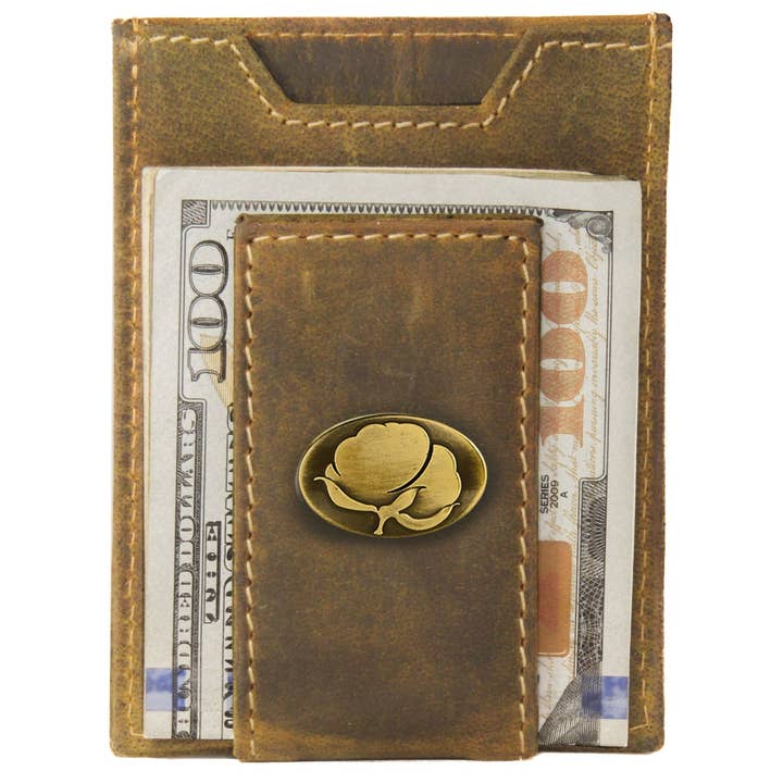 Zep-Pro - Wholesale Wallet - Men's - Cotton Boll Vintage Tan Leather Magnetic Front Pocket Wallet1