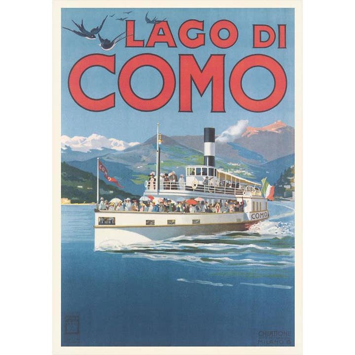 Postcard TR-597 Lake Como Travel Poster for wholesale by Found Image Press