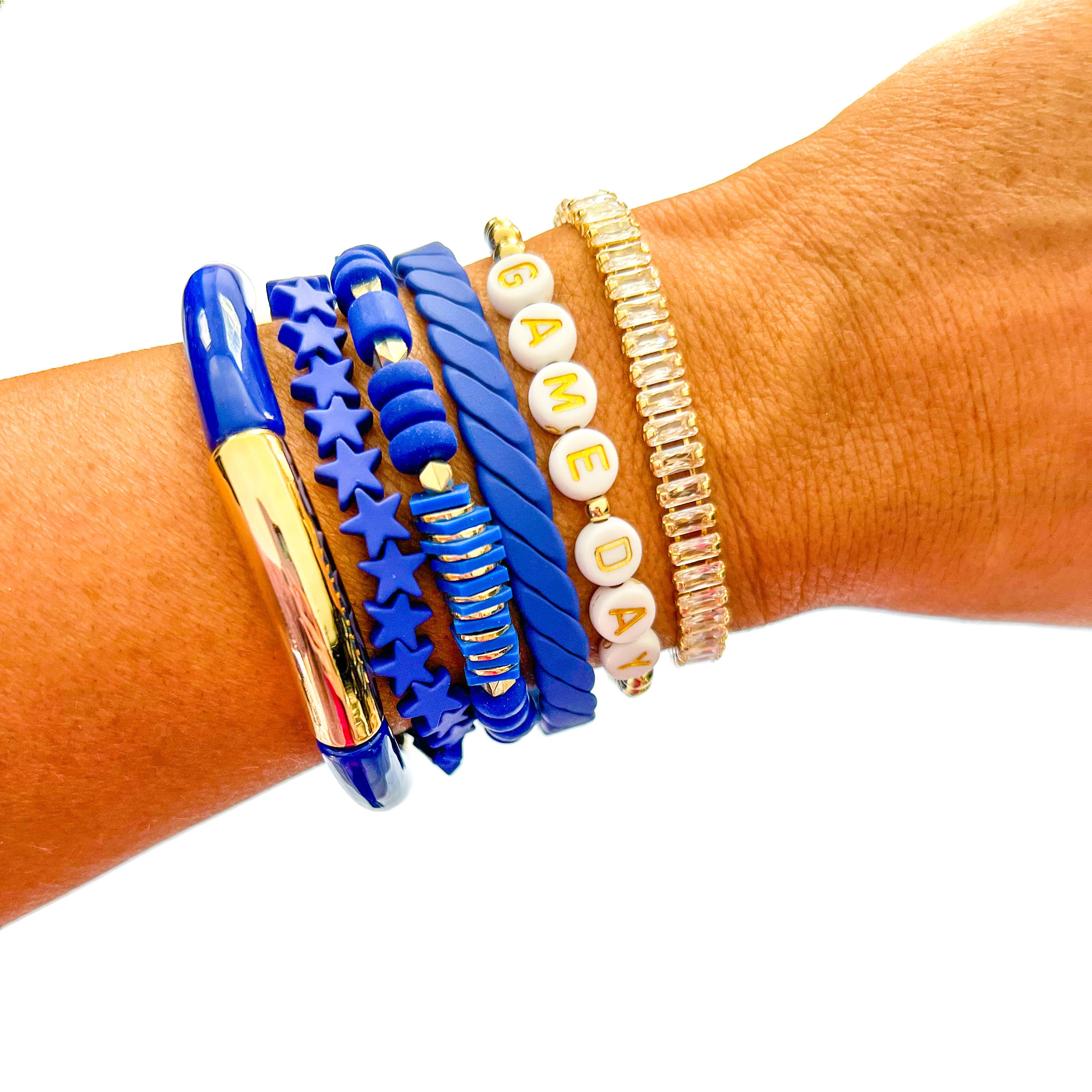 Savvy Bling - Wholesale Jewelry Set - Blue Game Day Bracelets & Necklaces4