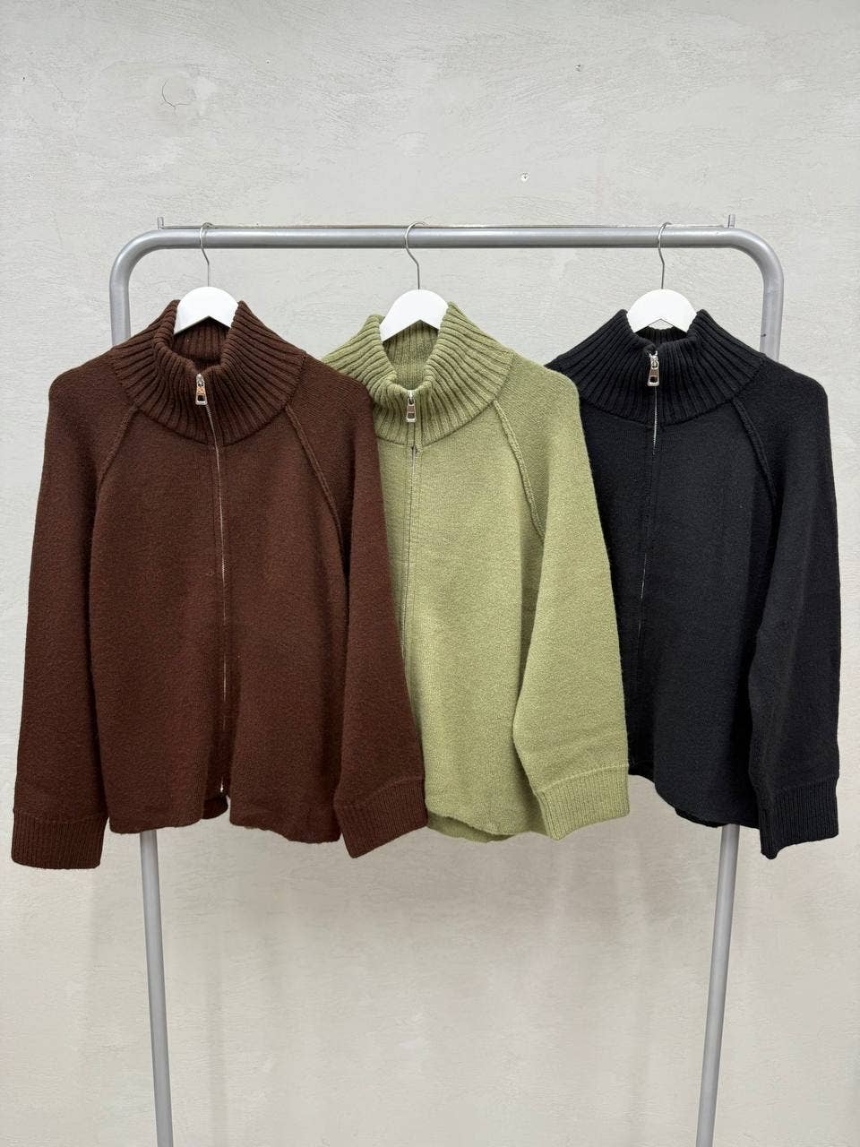 Anaz – Großhandel Jacke – Damen – Reißverschluss-Strickjacke - gerippter Kragen3