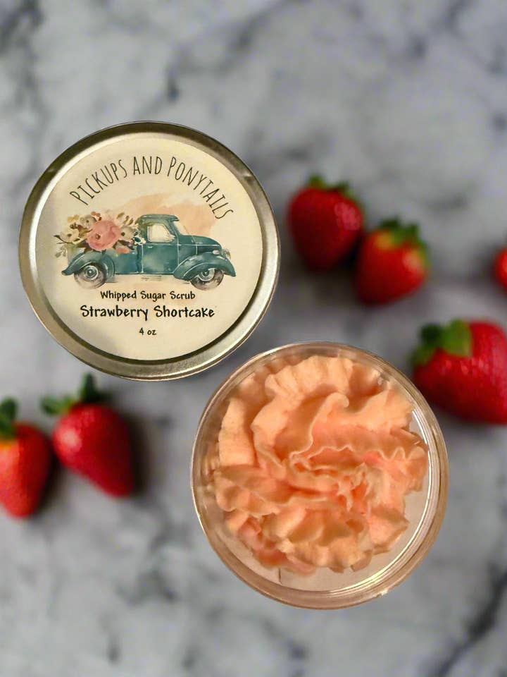 Esfoliante de açúcar chicoteado de morango por atacado de Pickups And Ponytails