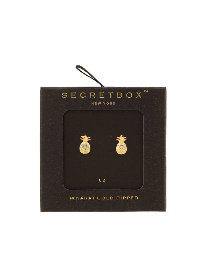 BRINCO MINÚSCULO ANANÁS EM OURO MERGULHADO SB10330-1 por atacado de anbfashion