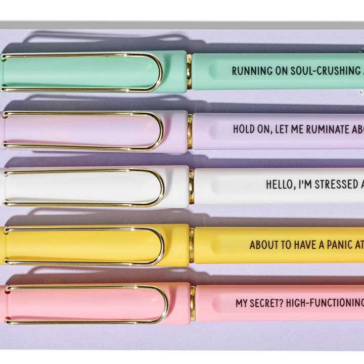 La Folie Press - Wholesale Pen - Panic-Mode Pens - Set of 5 Gel Pens with Black Ink2