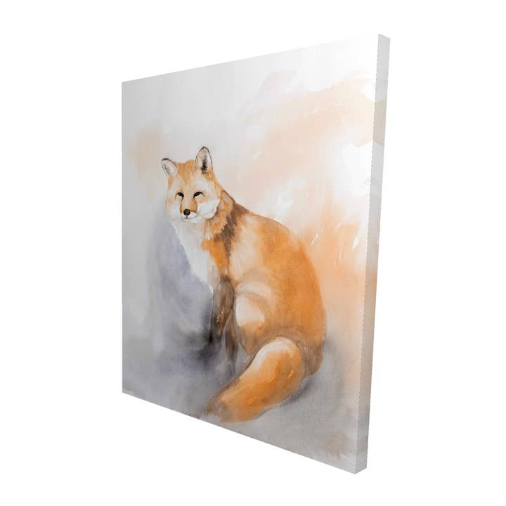 Red Watercolor fox | fine art print on canvas 48" x 60" for wholesale on Faire