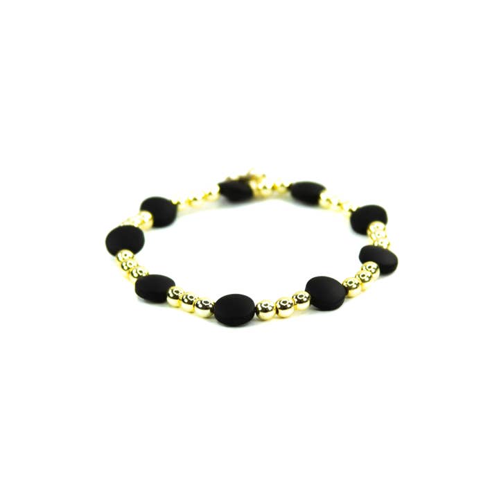 Savvy Bling - Wholesale Jewelry Set - Black & Gold beaded Bracelets2