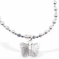 Stretch Charm Bracelet with Silver Coloured Butterfly Charm for wholesale by Byzantium Collection Ltd
