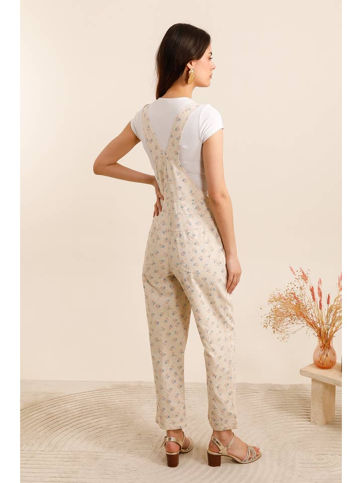 beige Salopette vintage 5782 con stampa floreale e taschino in vendita all'ingrosso su Faire3