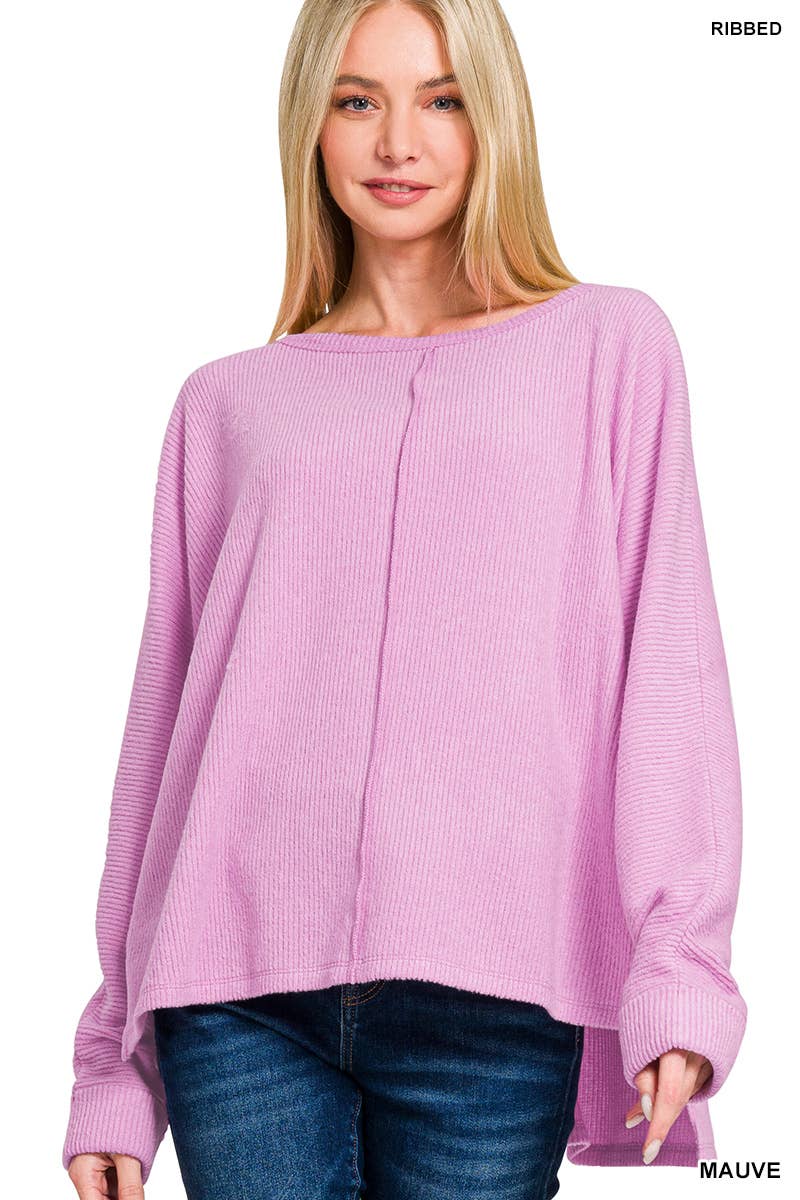 42POPS - Wholesale Knit Top - Women's - ..SI-27078 Ribbed Center Seam Dolman Sleeve Top5