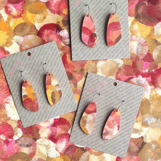 Kami-so - Wholesale Dangle earrings - Oval Recycled Paper Earrings - Autumn Colours2