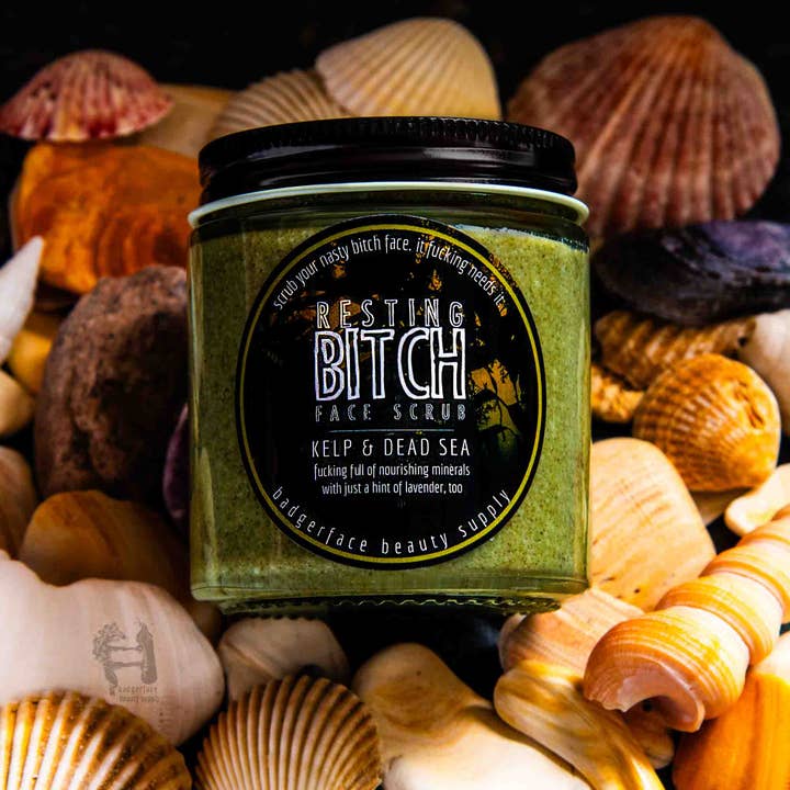 Badgerface Beauty Supply - Wholesale Facial Exfoliant/Scrub - Dead Sea Salt Scrub. Sea Kelp Face Scrub with Dead Sea Salt.