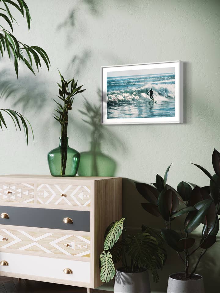 'Papara Surfer' ocean inspired fine art (print only) for wholesale by art+drift