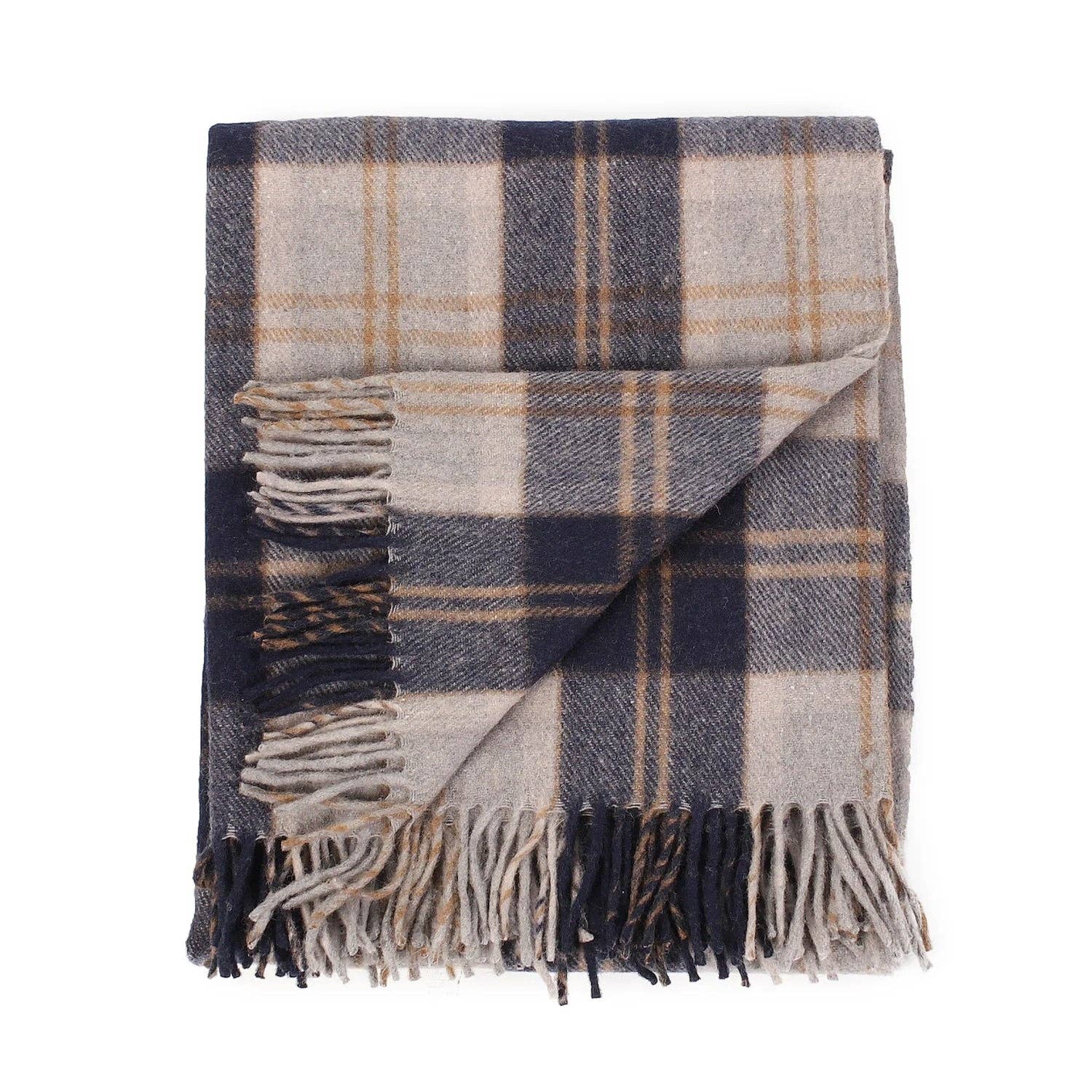 MANAV – wholesale Throw blanket – Welsh Woollens Recycled Wool Tartan Blanket Throw - Bannockbane Silver0
