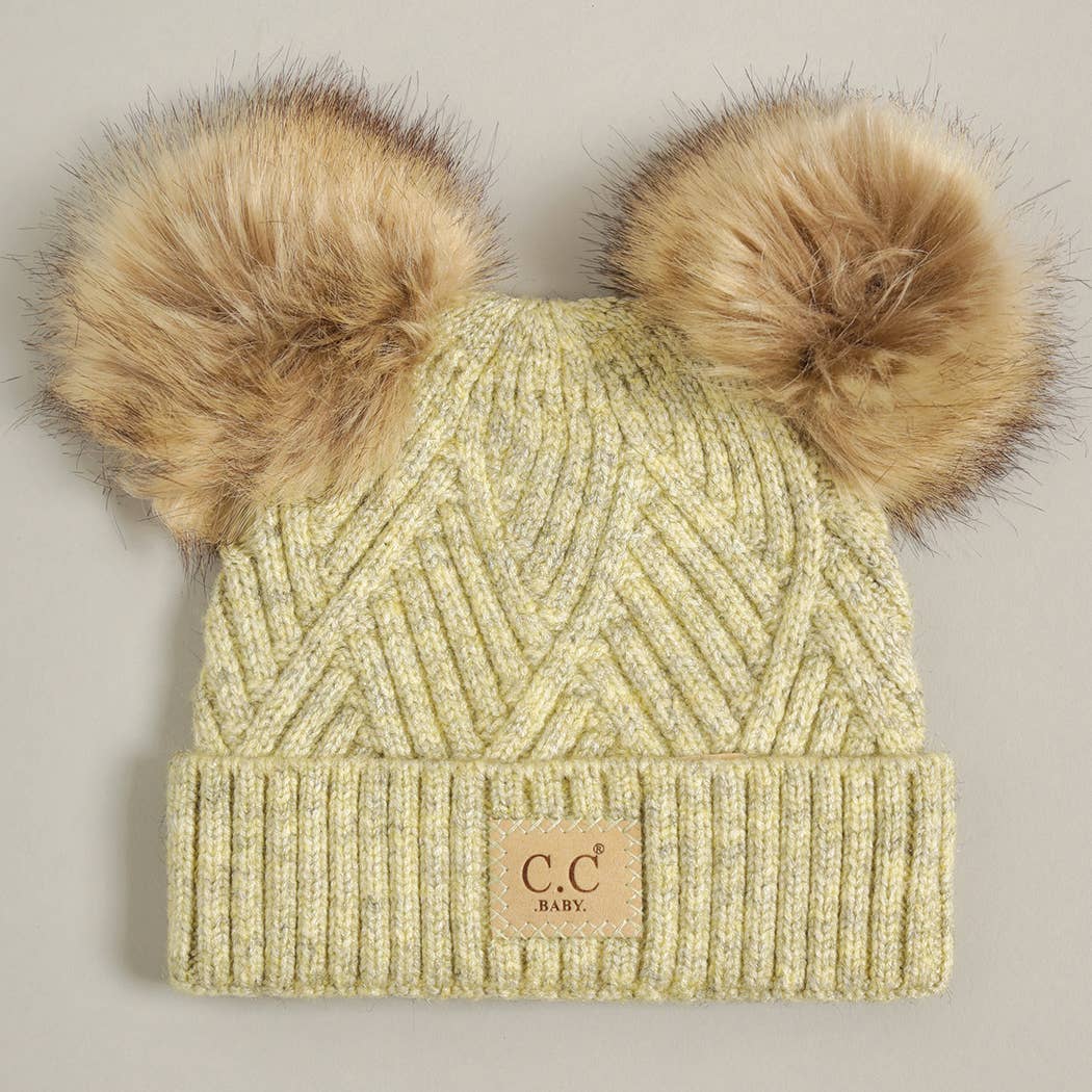 Fashion City - Wholesale Beanie - Kids - Baby Criss-Cross Beanie with Double Pom-Pom5