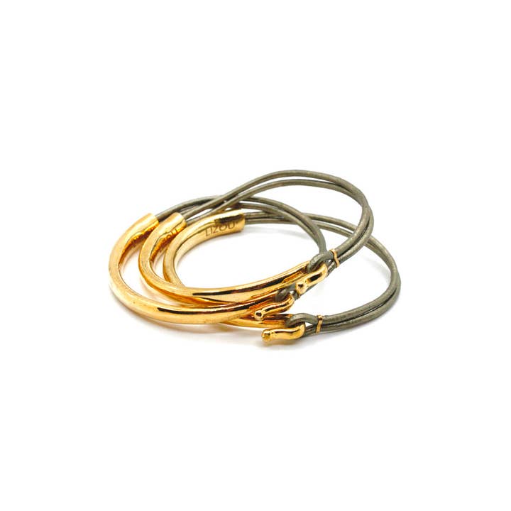 Armreif aus glänzendem Leder und 24-karätigem Gold für den Großhandel von LIZOU