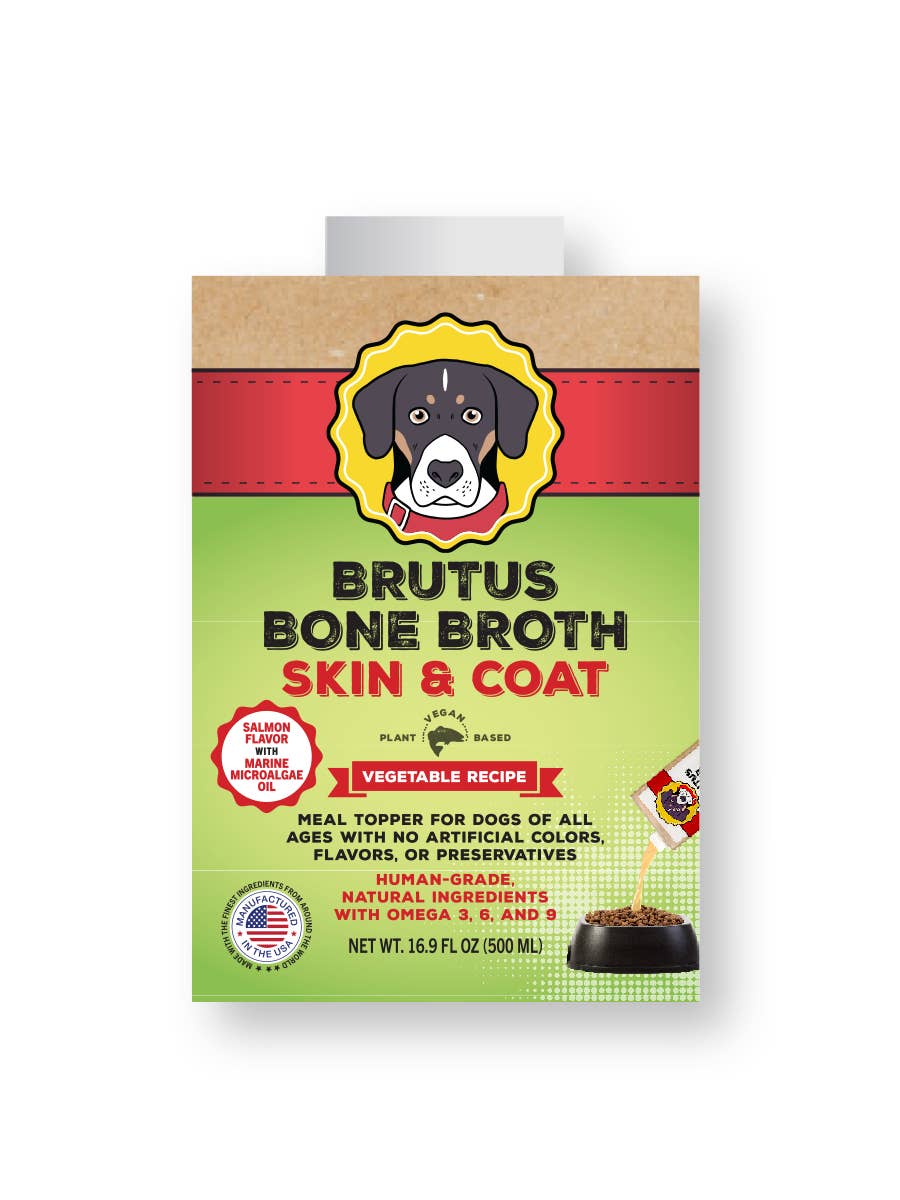 Brutus Broth - Wholesale Pet Food - Dog - Mini Brutus Broth Skin & Coat Vegetarian Bone Broth (16.9oz)