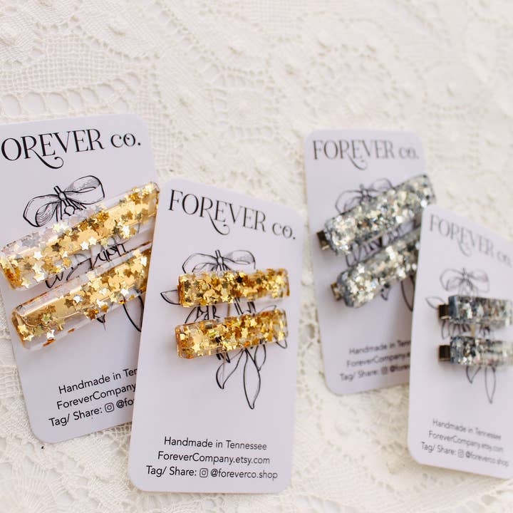 Star Glitter haarspeldjes (goud en zilver)/antislip haarspeldje voor wholesale door Forever Company