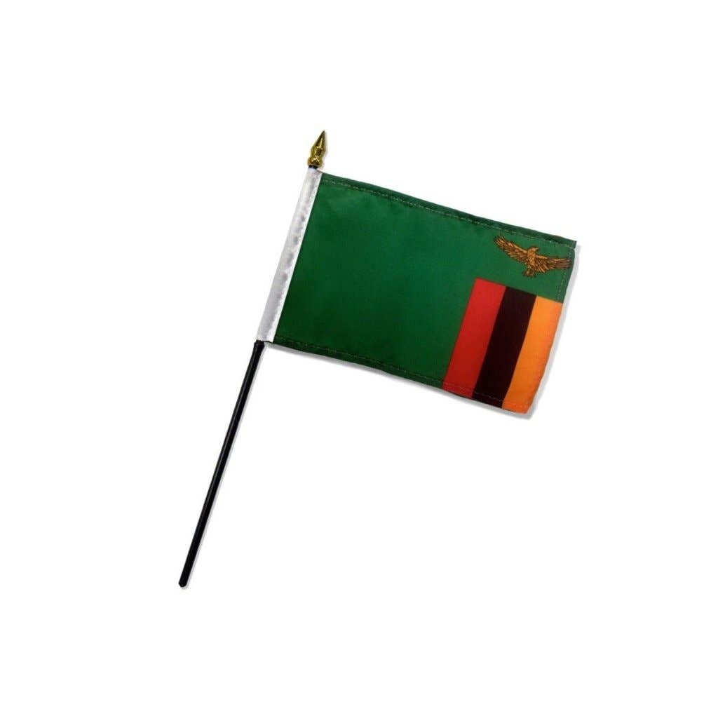 Flags Importer - Wholesale Flag - Zambia 4x6in Stick Flag