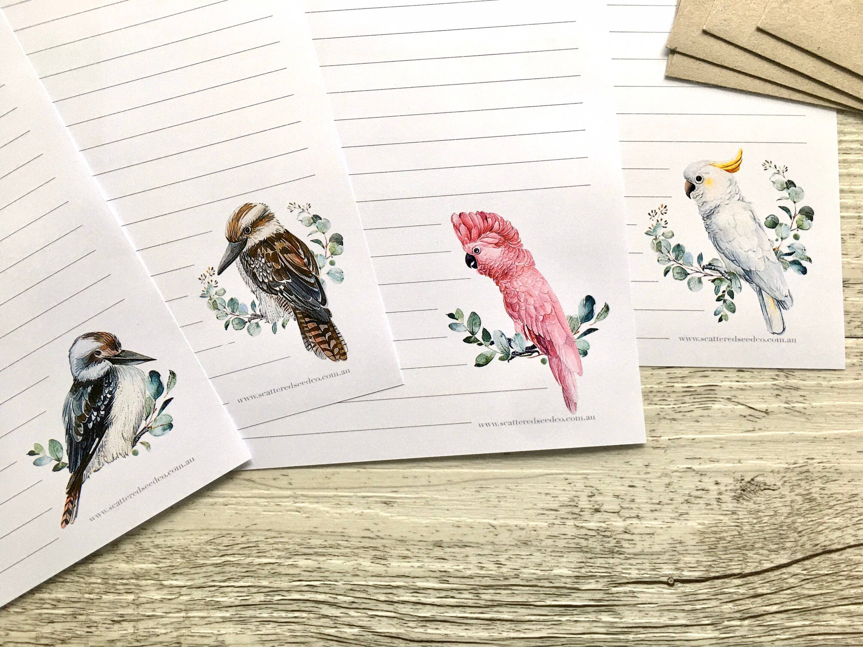Scattered Seed Co - Wholesale Stationery/Notecard Set - AUSTRALIAN BIRDS Letter Writing Paper Set3
