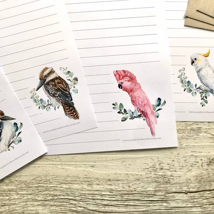 Scattered Seed Co - Vente Assortiments de papeterie/cartes - Papeterie pour lettres avec oiseaux australiens3