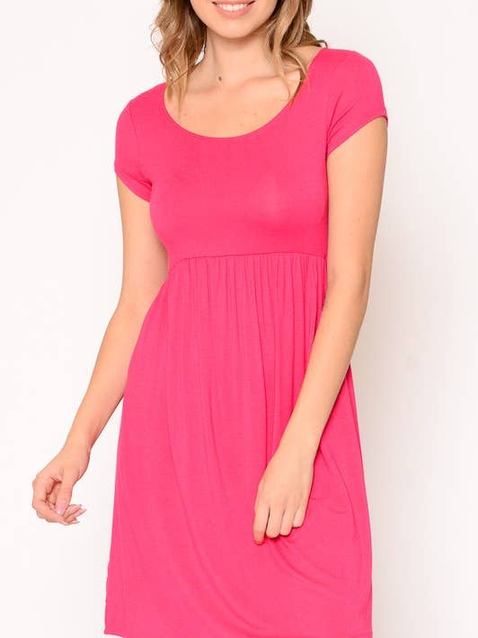 0513088D-1 - Alledaagse effen babydoll-jurk voor wholesale door Chris & Carol Apparel