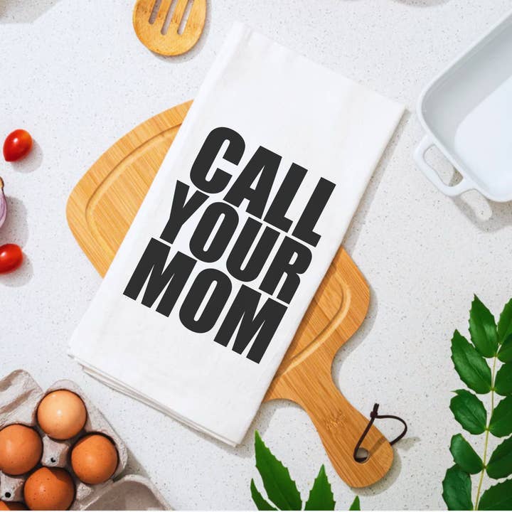 Twisted Wares - Wholesale Tea Towel - Call Your Mom Premium Cotton Tea Towel 4 Pack