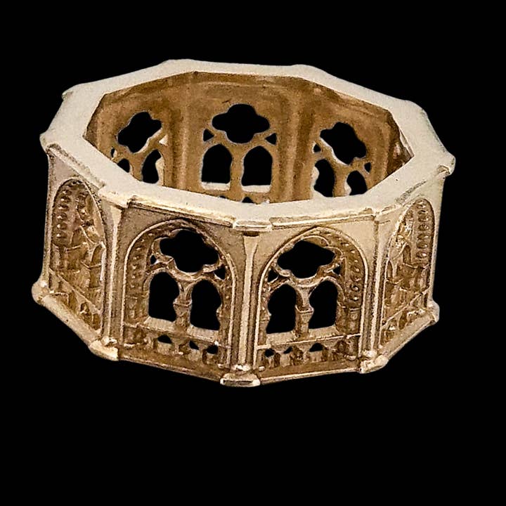 Holy Gothic Church Ring Band Solid Gold - Narrow Version for wholesale by Inchoo bijoux inc